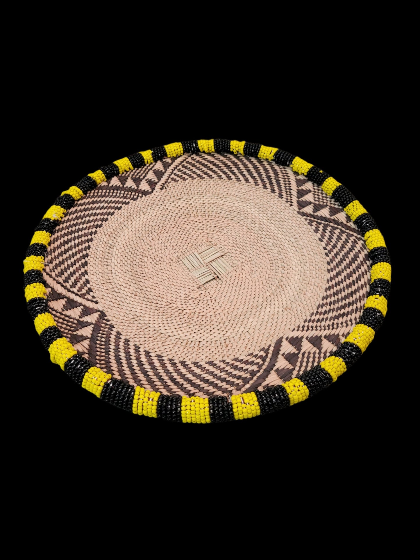 Beaded Binga Basket Yellow & Black