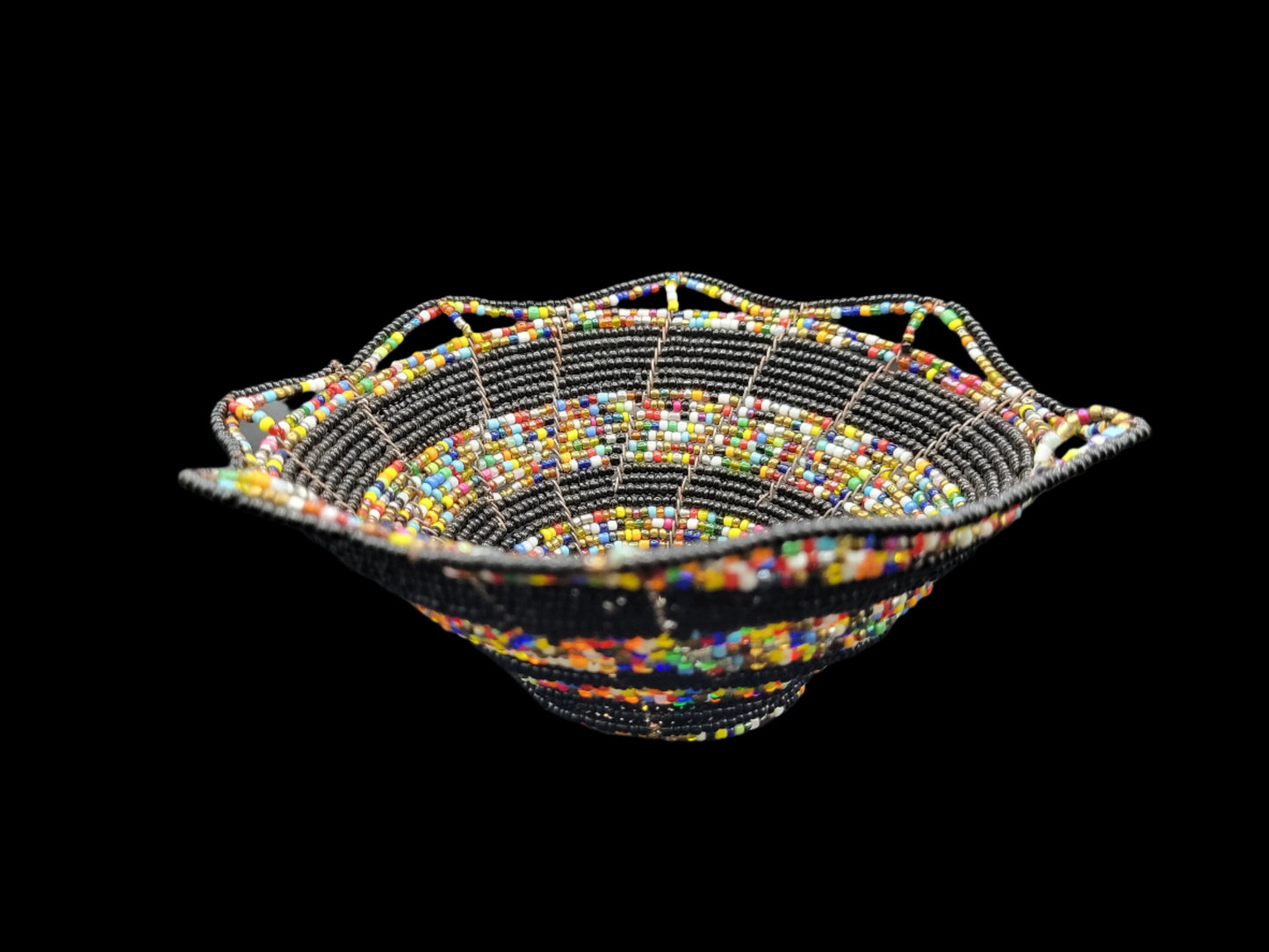Beaded Bowl Black Side View