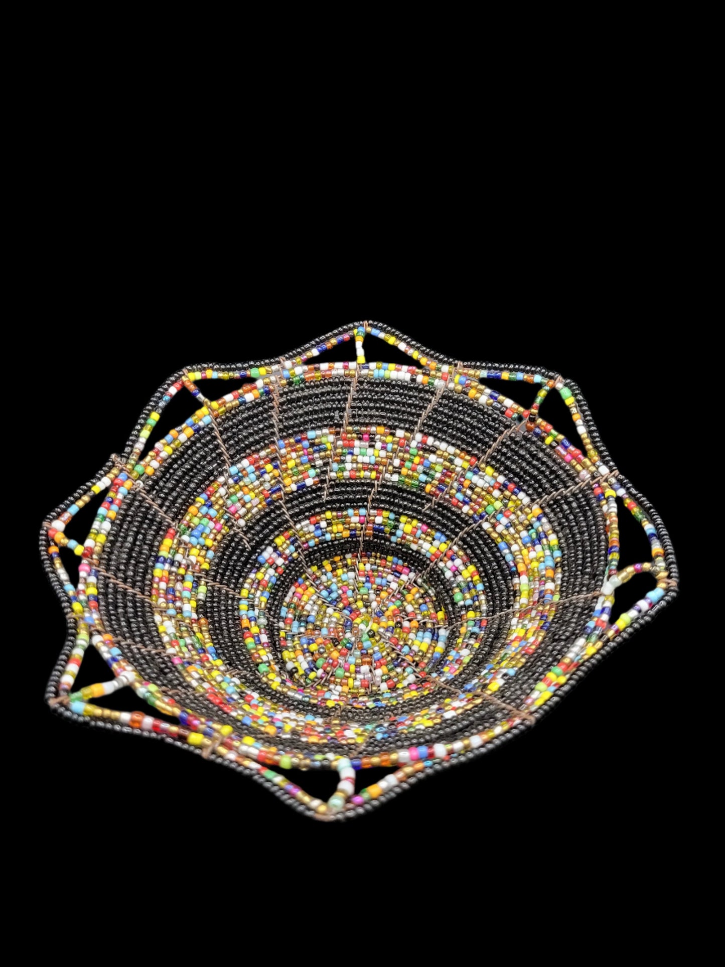 Beaded Bowl Black Top View