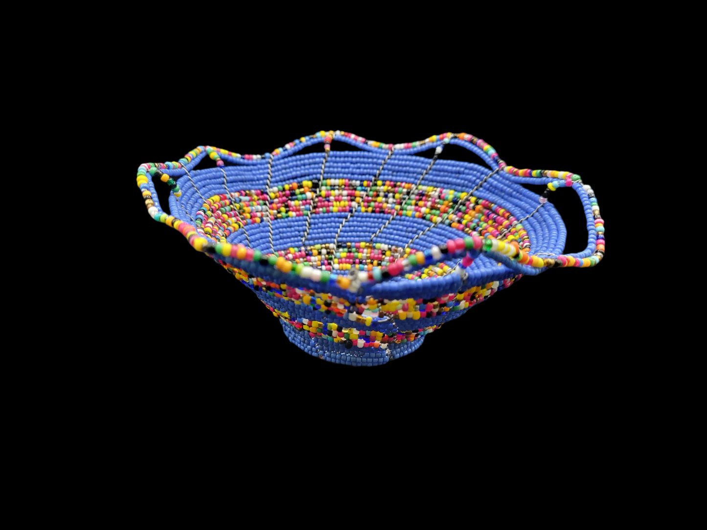 Beaded Bowl Blue Side View