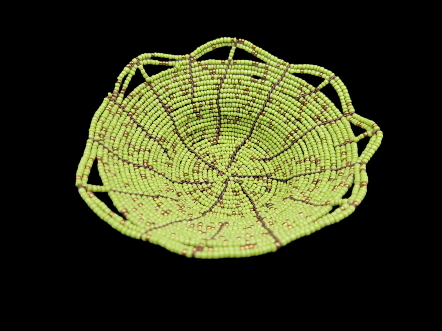 Beaded Wire Bowl Green Top View