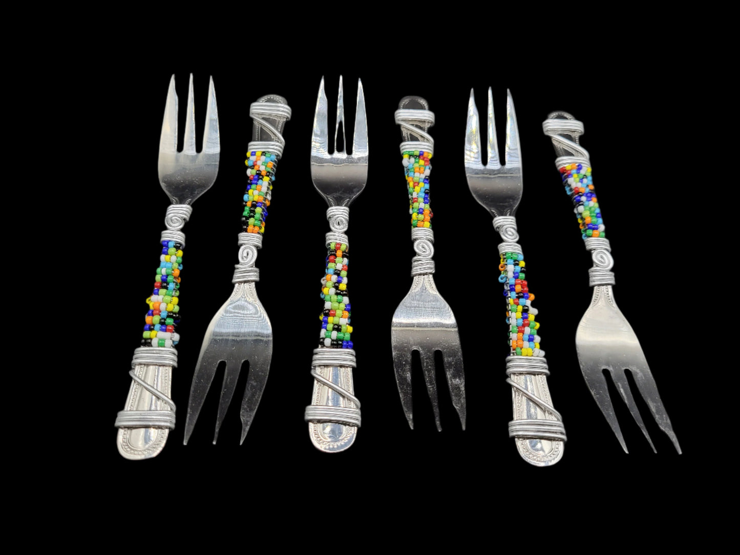Beaded Dessert Forks Multicolor