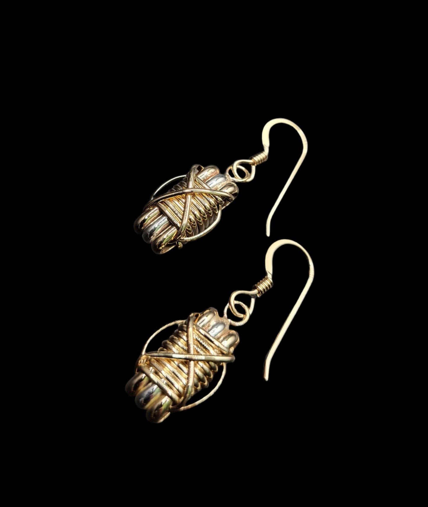 Elephant Hair Dangle Earrings Side View Dark Background