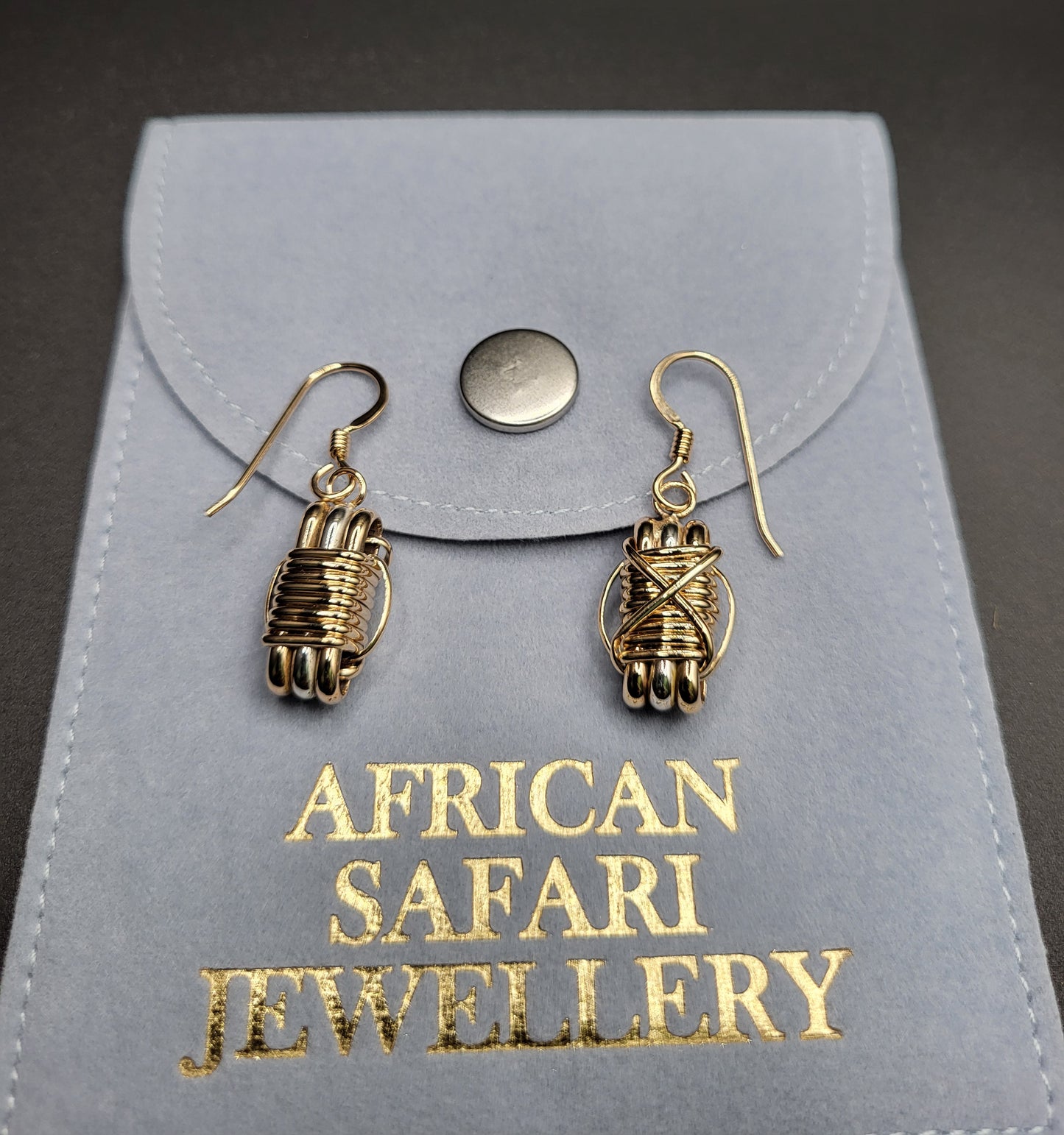 Elephant Hair Gold Dangle Earrings With Gift Bag