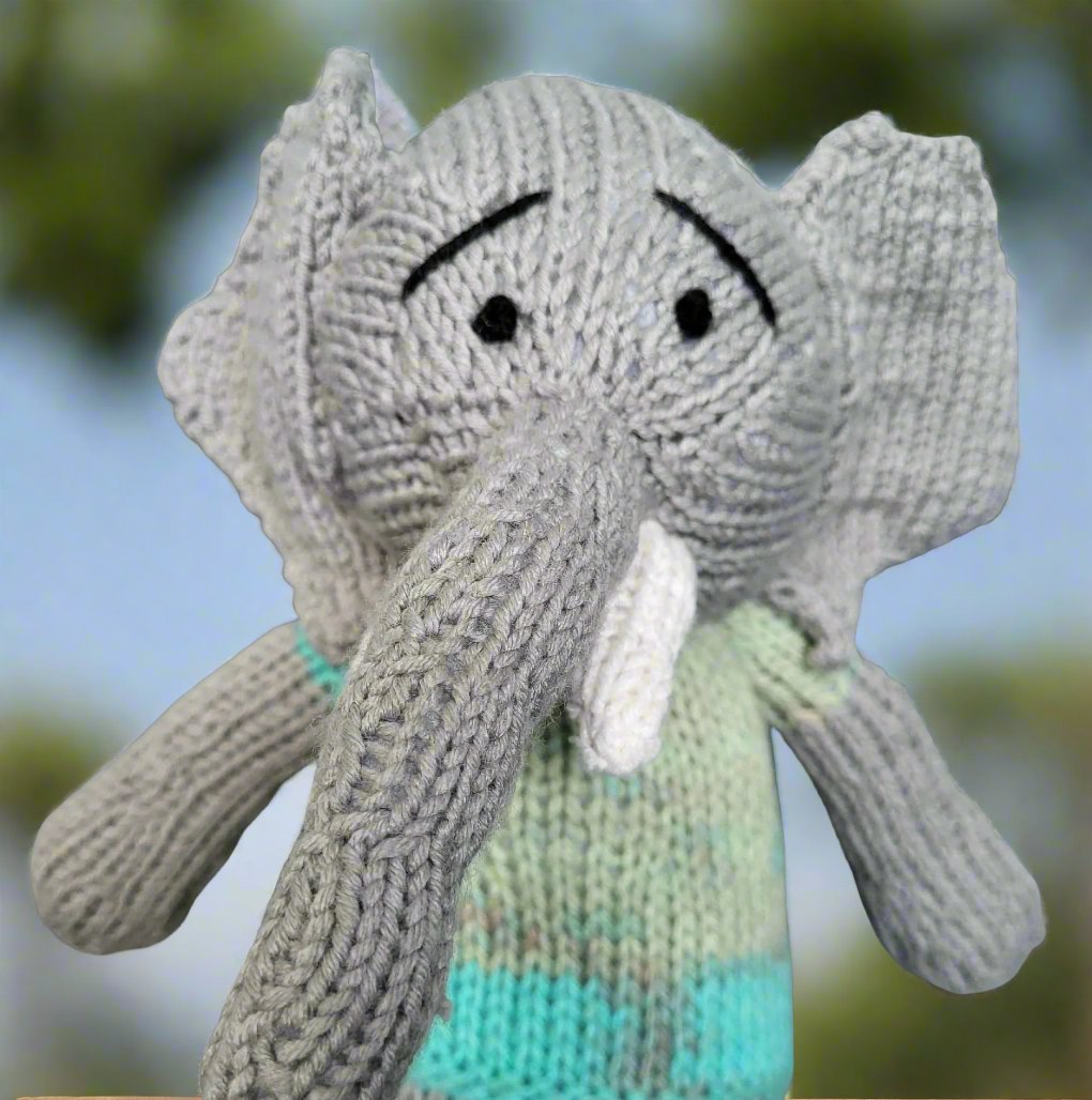 Knitted Jumbo Toy Elephant Close Up