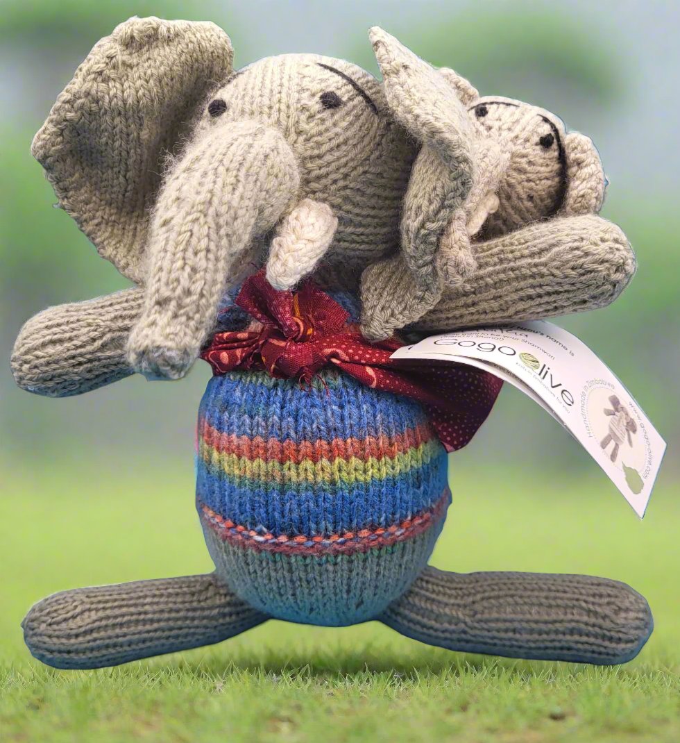 Mama And Baby Elephant Knitted Toy Set