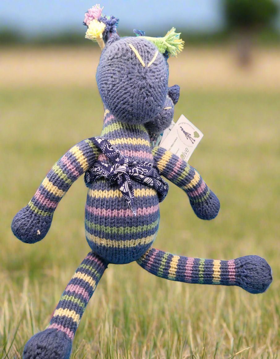 Knitted Zebra Mama And Baby Toy