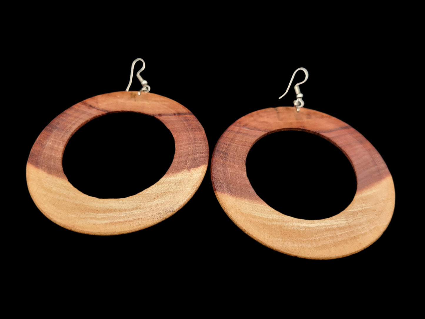Wood Light Mukwa Earrings Silver Hook