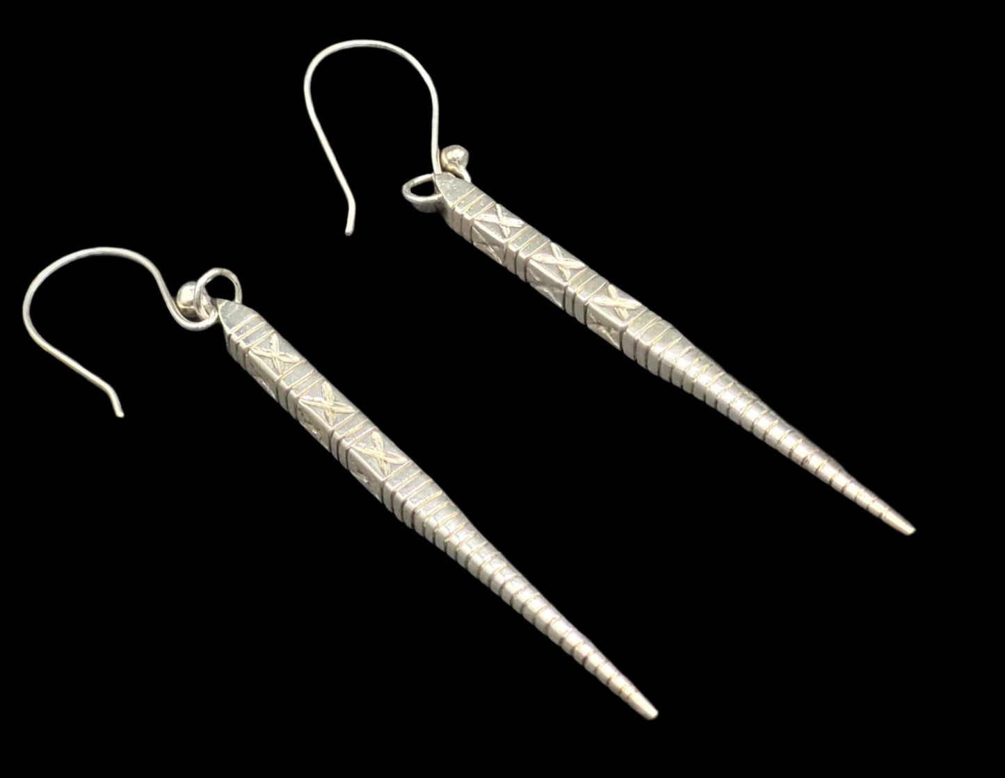 Silver African Design Dangle Earrings