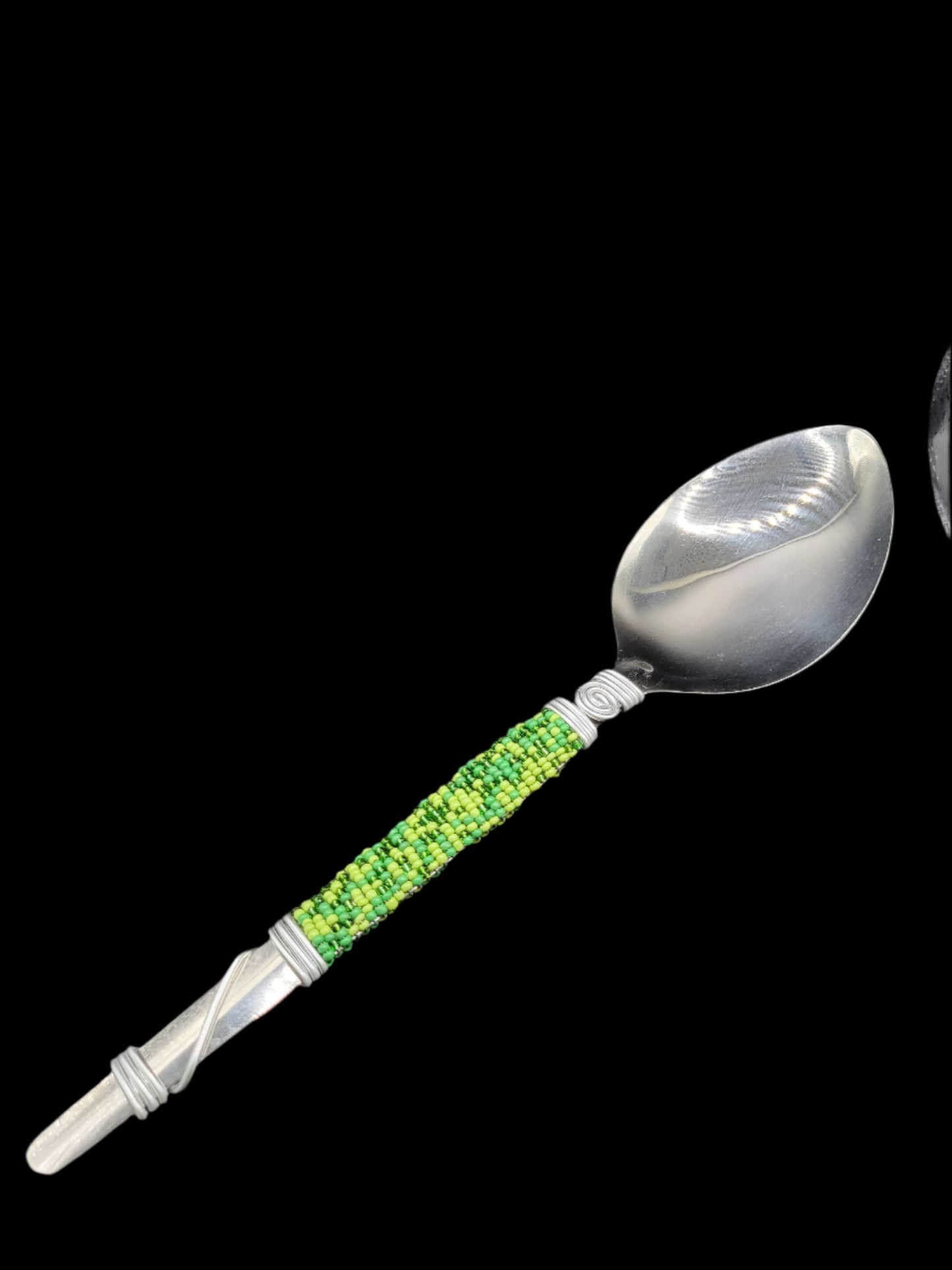 Beaded Serving Spoon Green