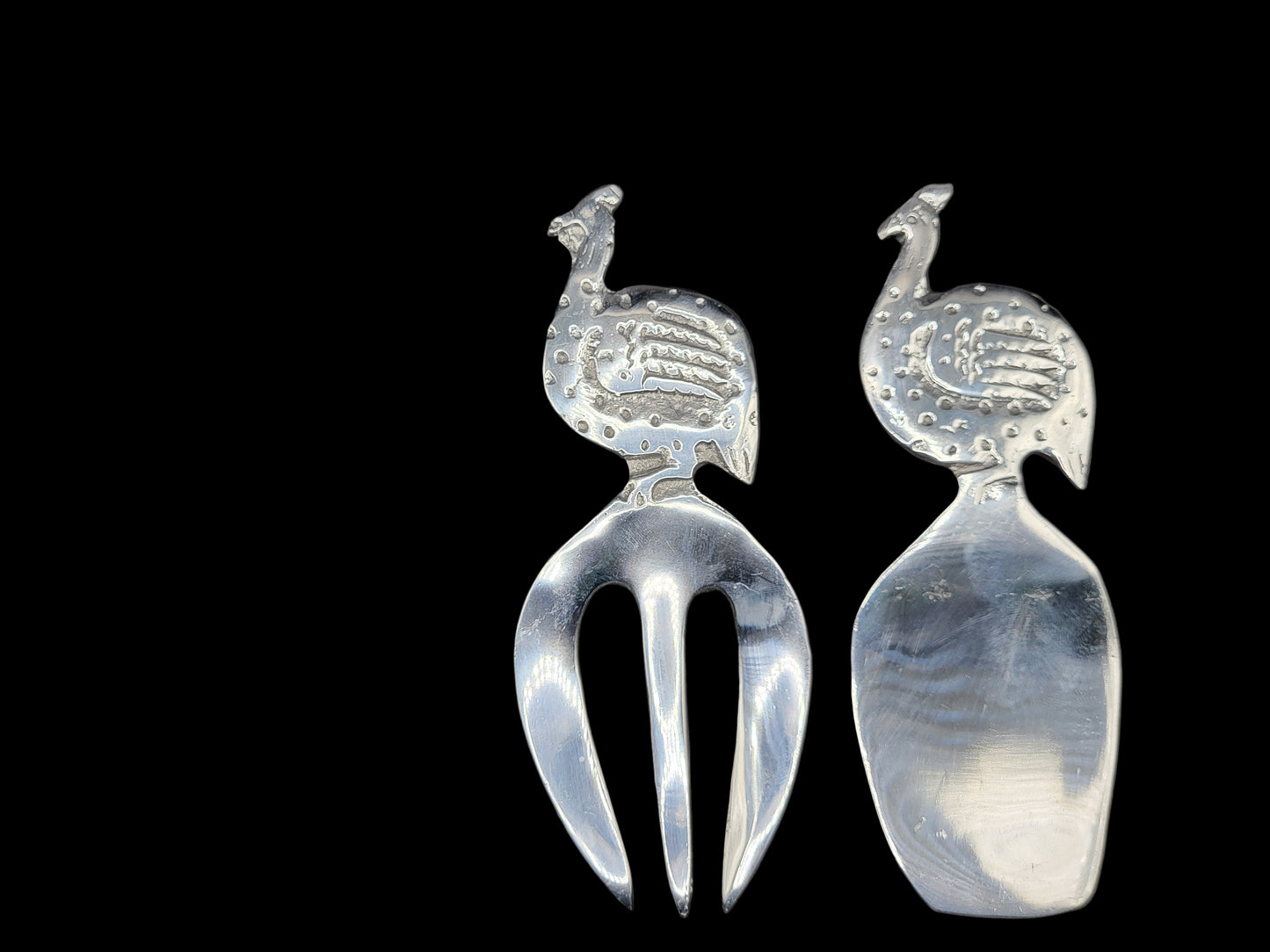 Aluminum Salad Servers Short Guinea Fowl