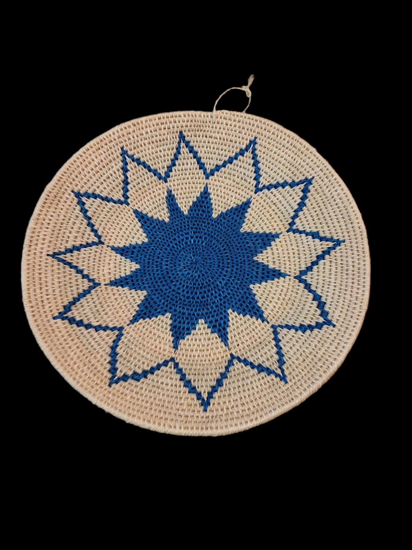 Sisal Wall Basket Blue Starburst