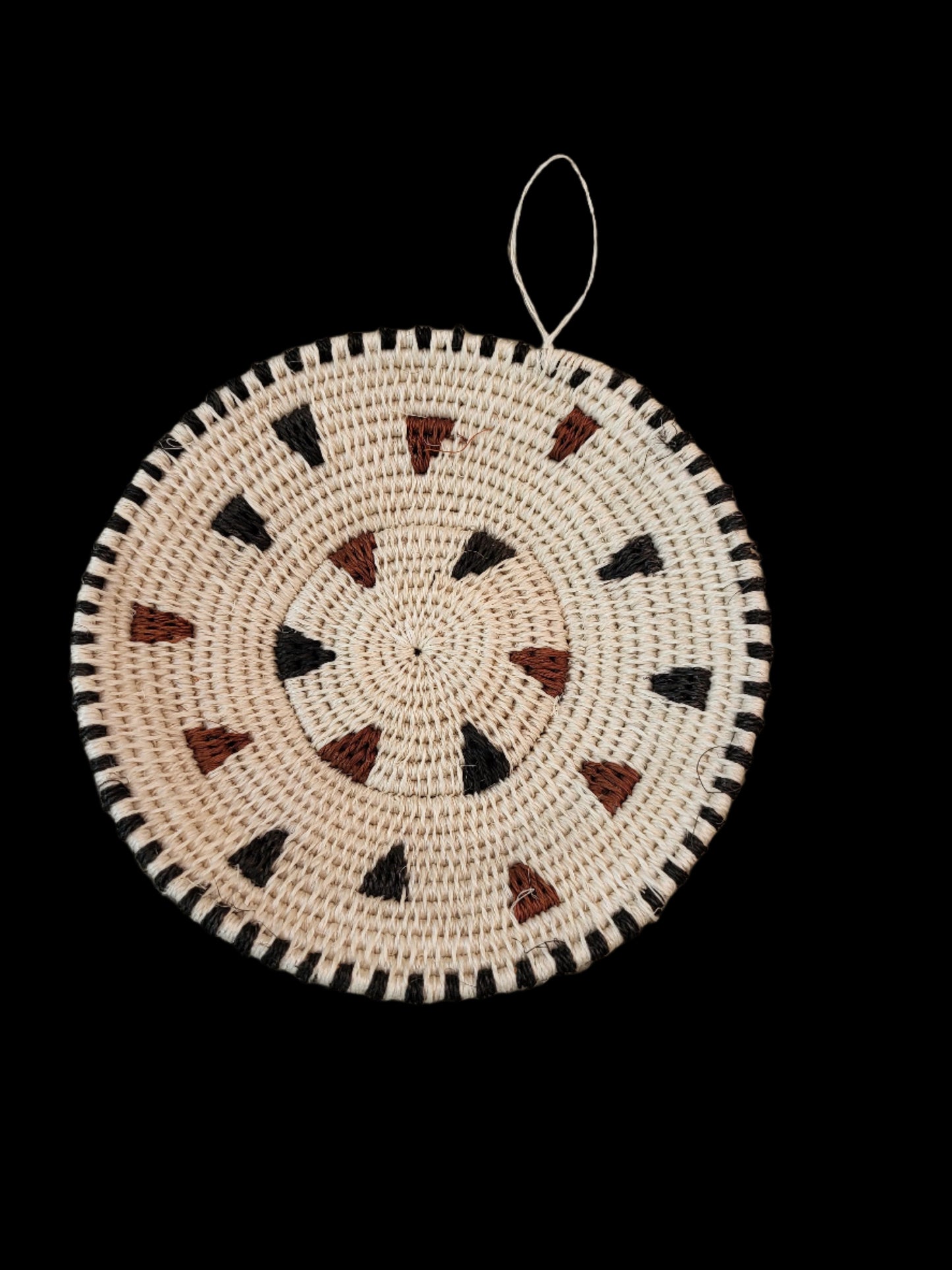 6" Sisal Basket with Triangle Designs