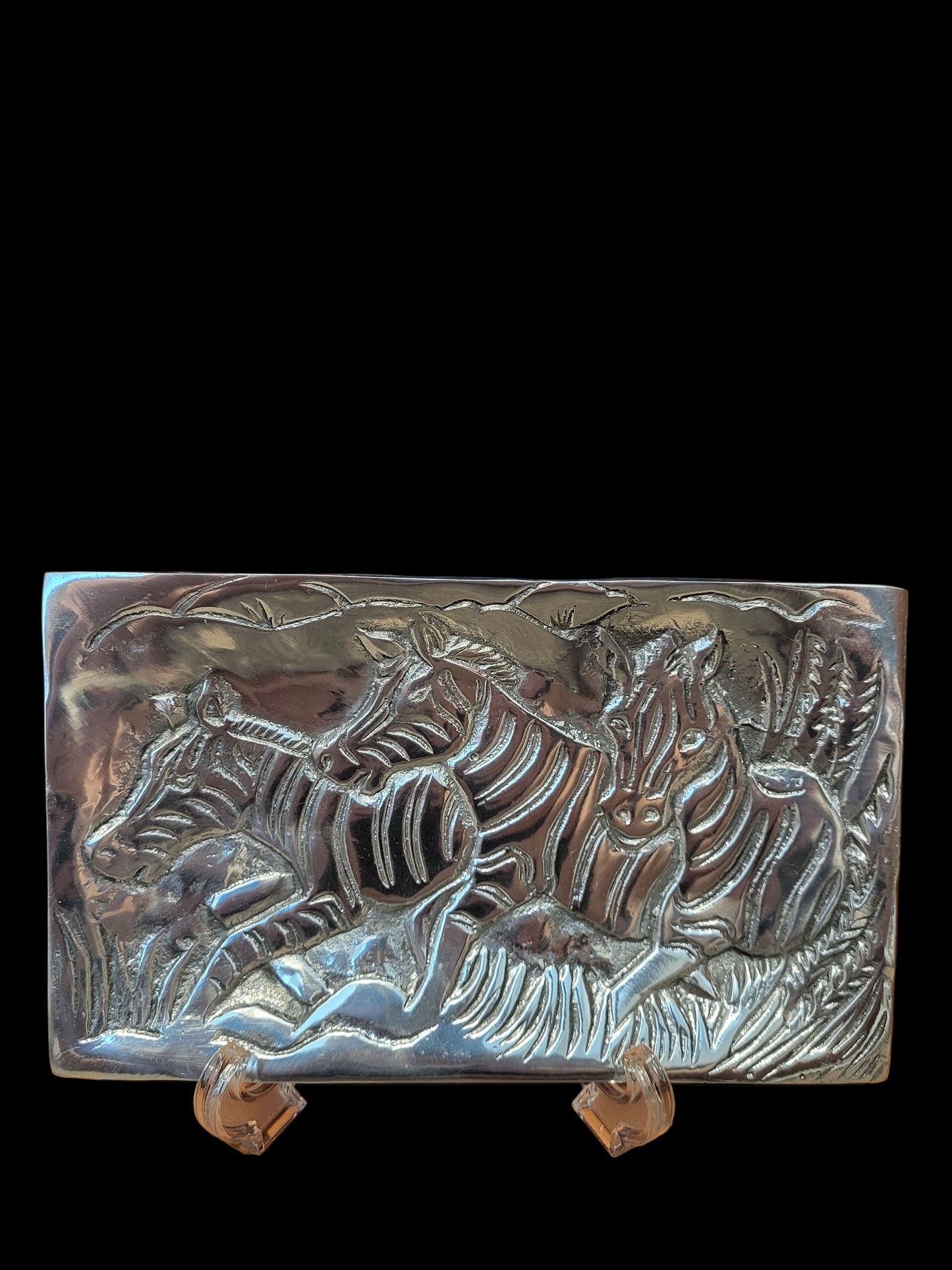 Recycled Aluminum Small Platter Zebras