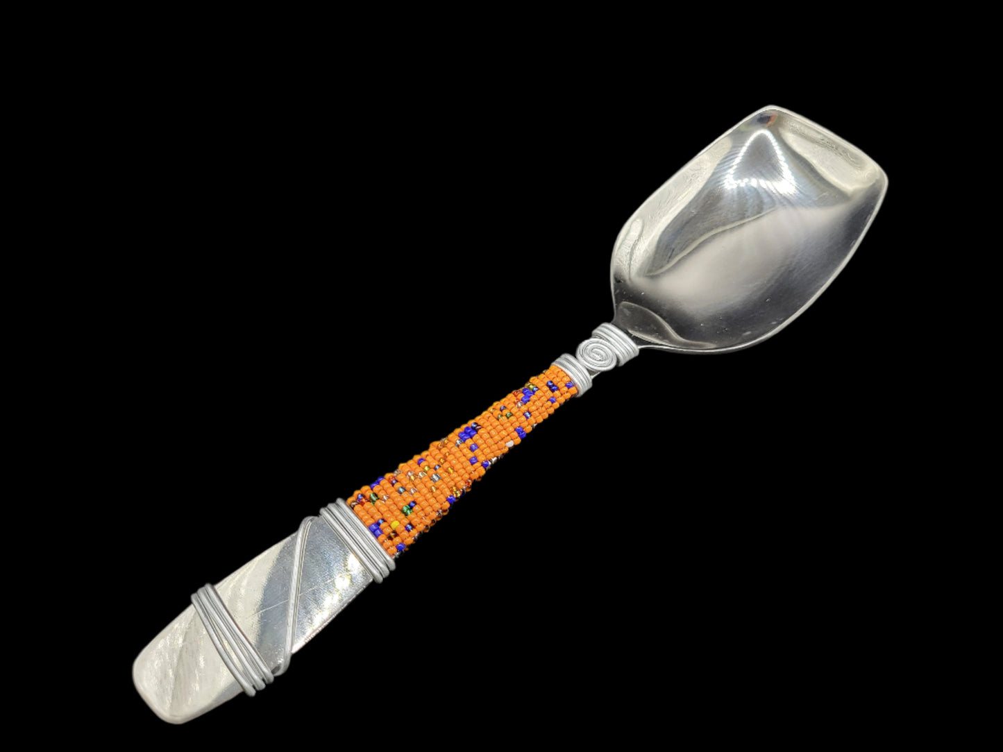 Large Beaded Serving Spoon Orange