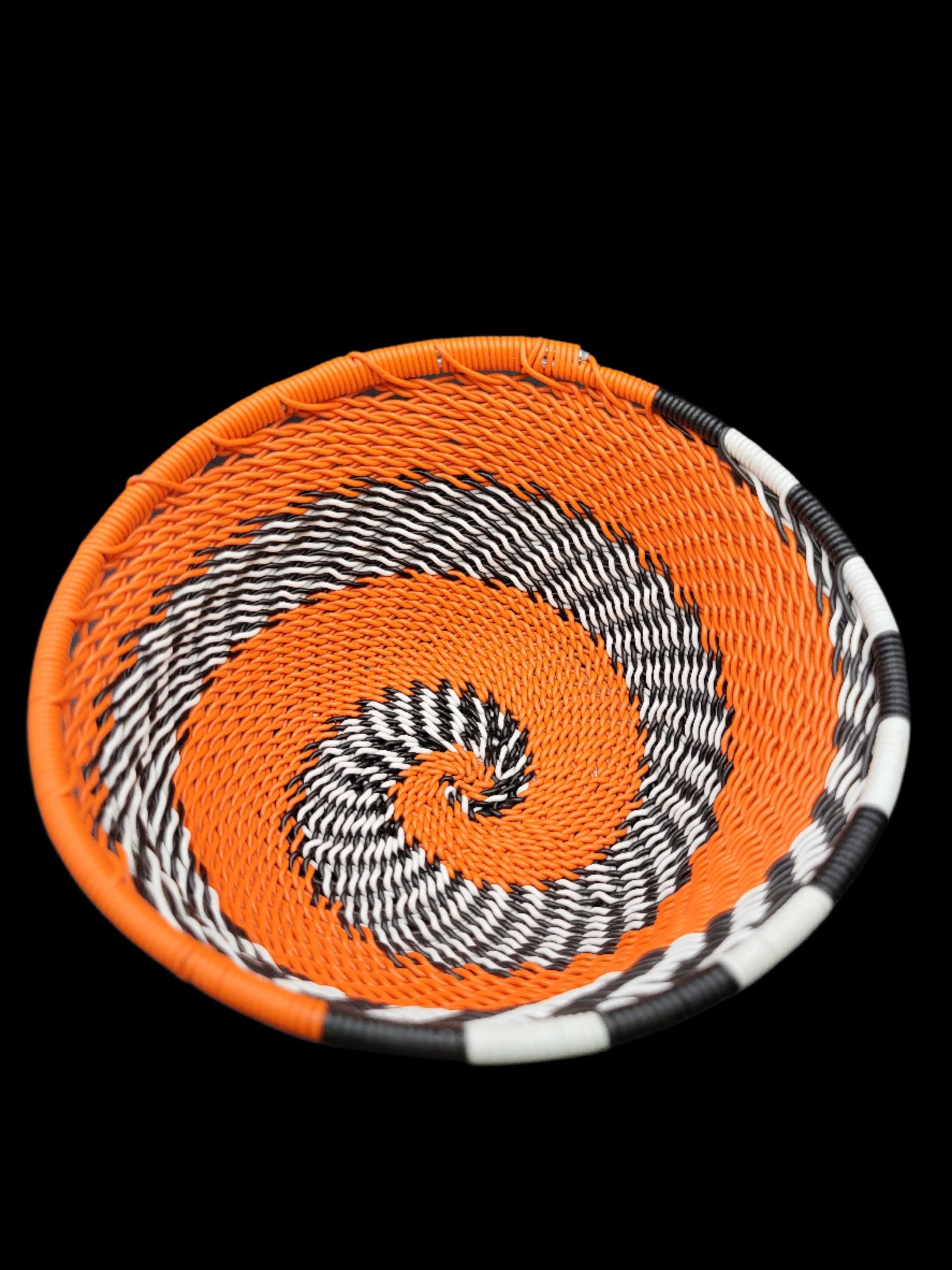 Telephone Wire Bowl Orange Swirl