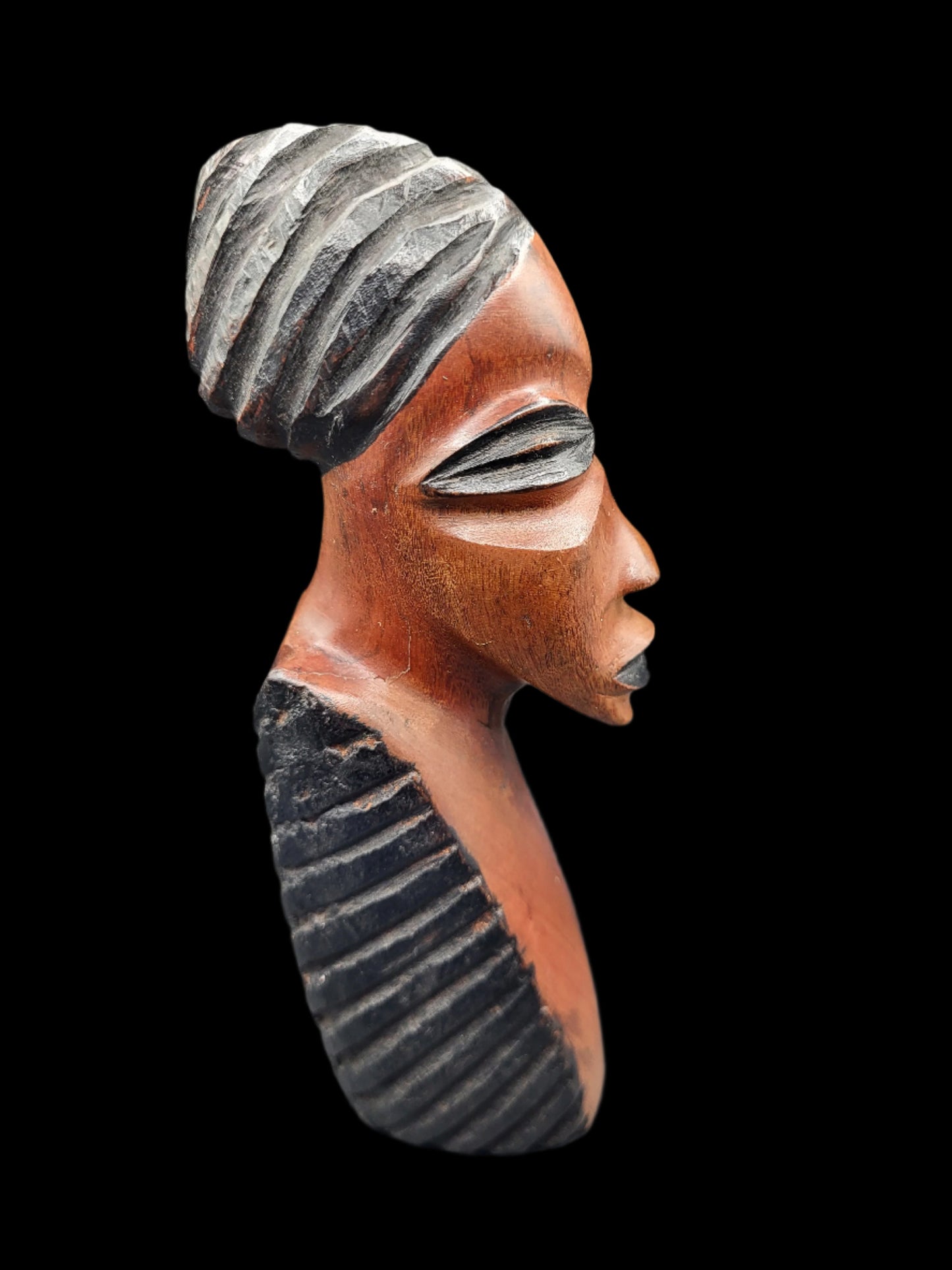 Wooden Sculpture Tribal Bust Side
