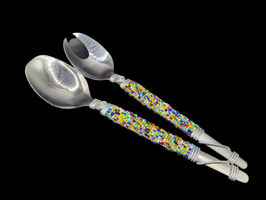 Beaded Salad Servers Multicolor 2 piece 
