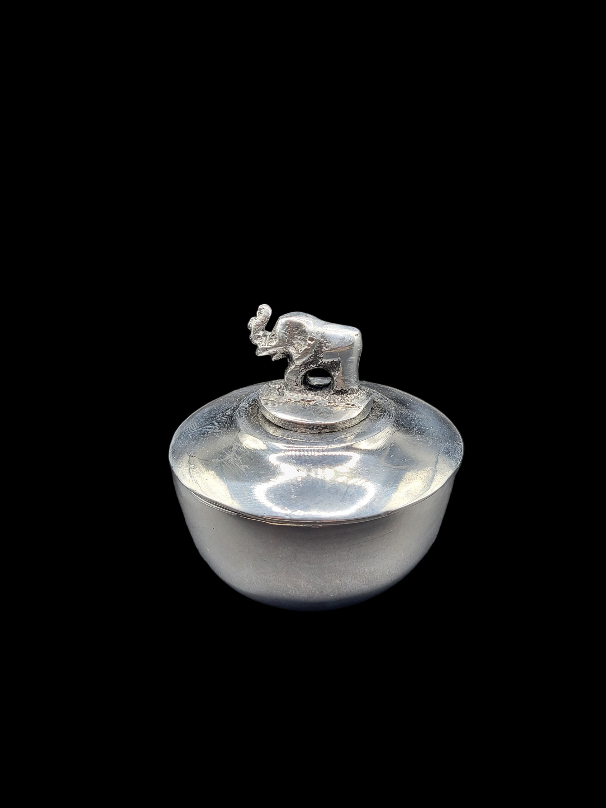Recycled Aluminum Butterdish Elephant