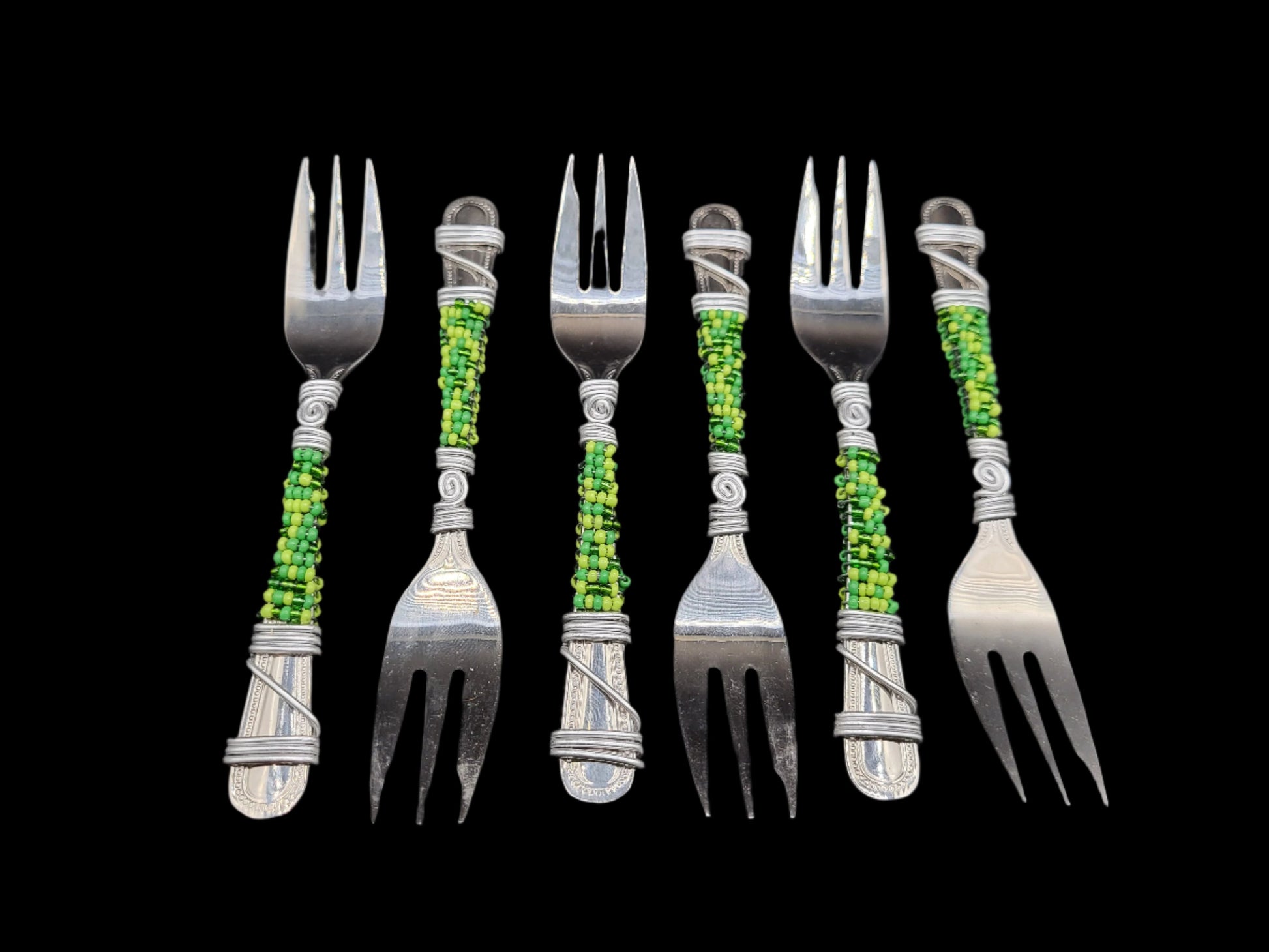 Beaded Dessert Forks Green