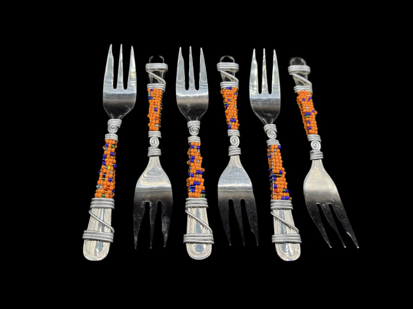 Beaded Dessert Forks Orange