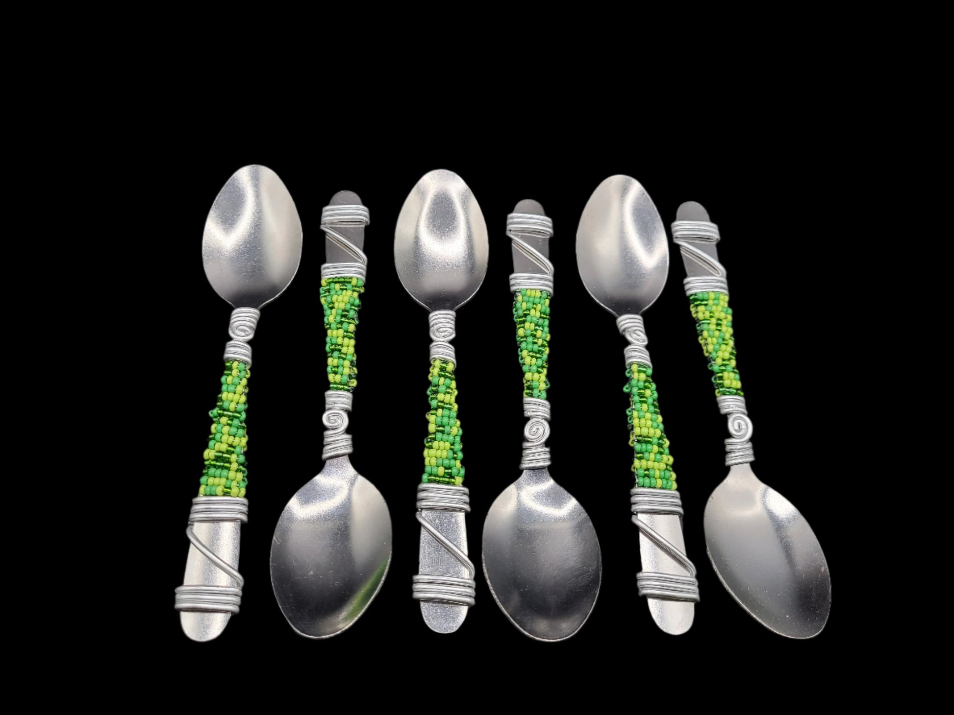 Beaded Dessert Spoons Green