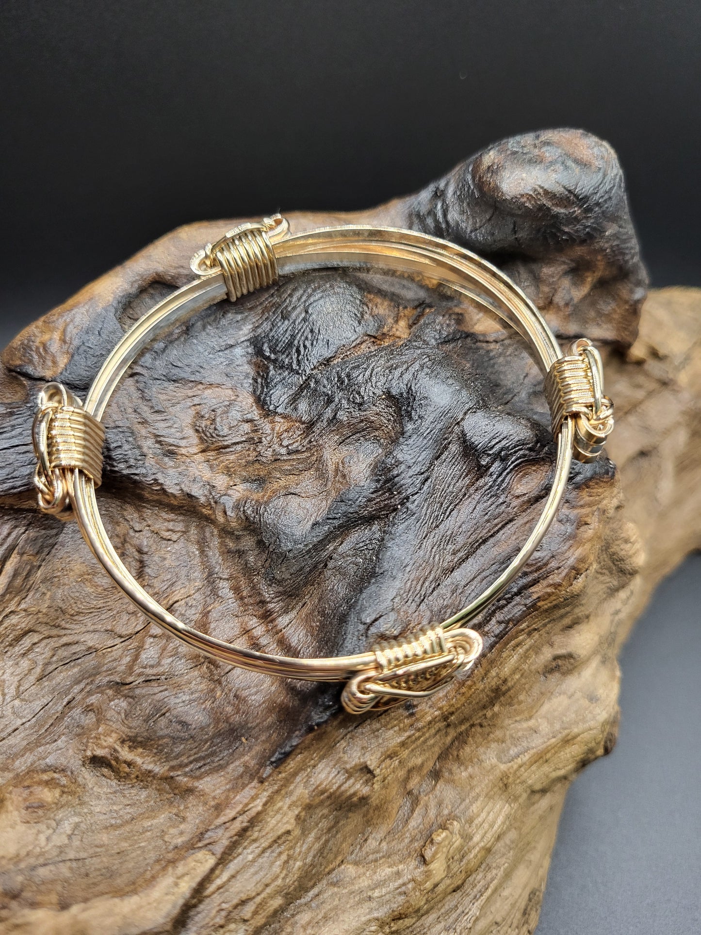 Elephant Hair Bangle Top View On Wood