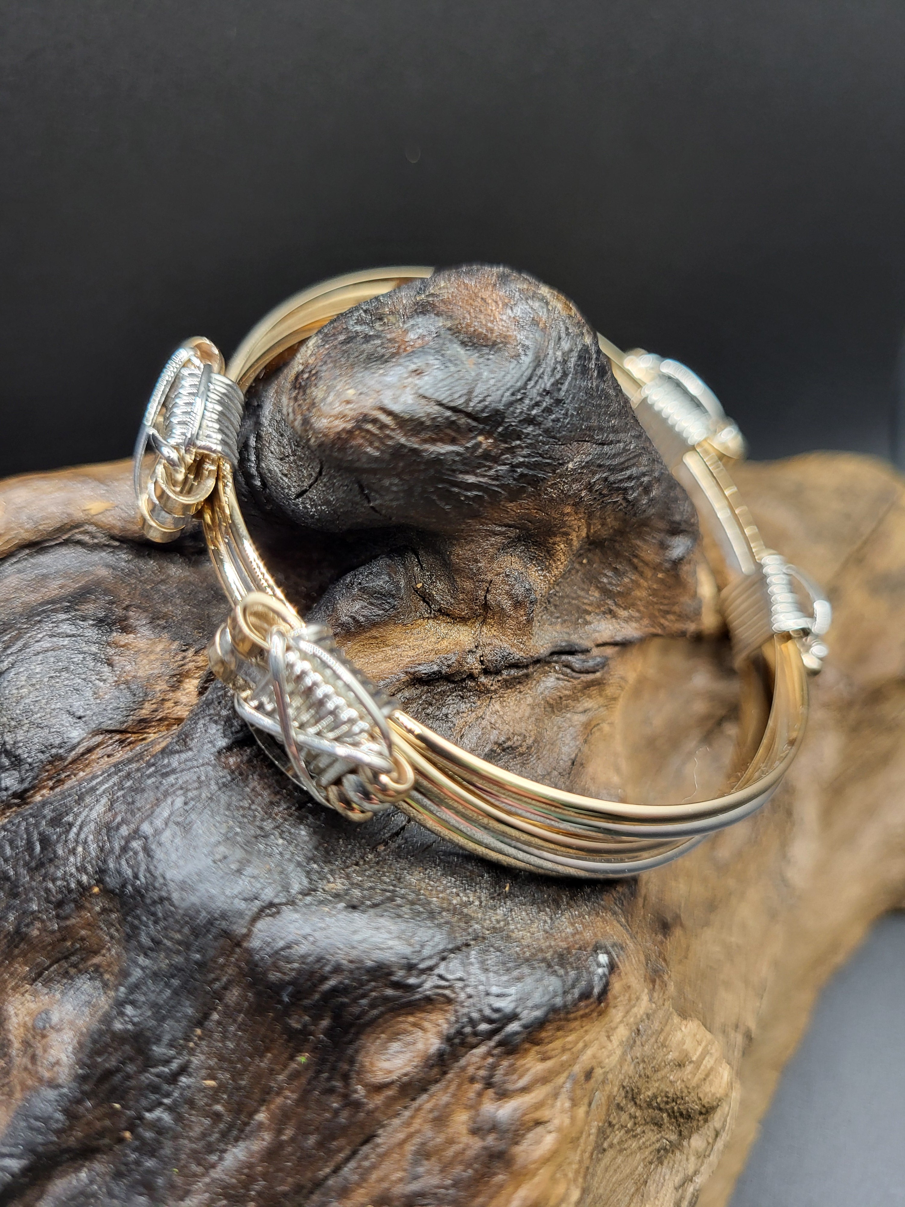 Elephant Hair Bracelet 2 Silver 1 Gold Strand 4 Silver Knot African Artisan LLC