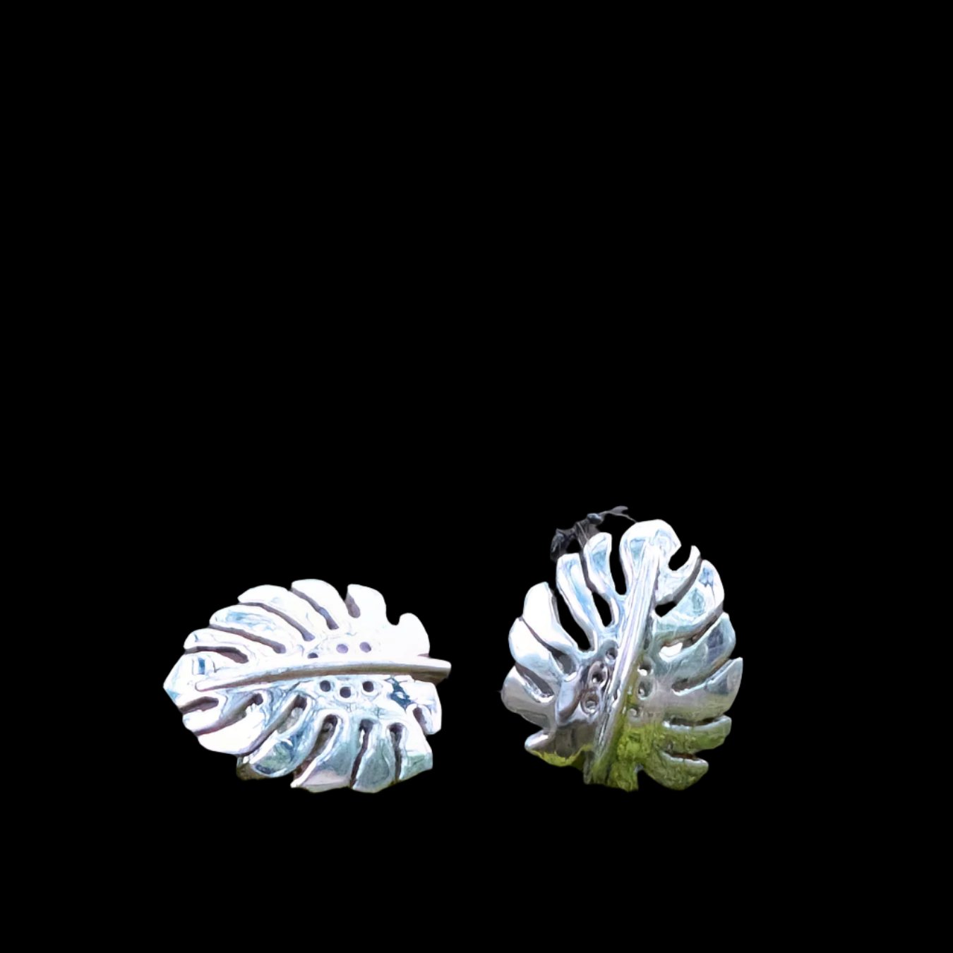 Silver Monstera Leaf Stud Earrings