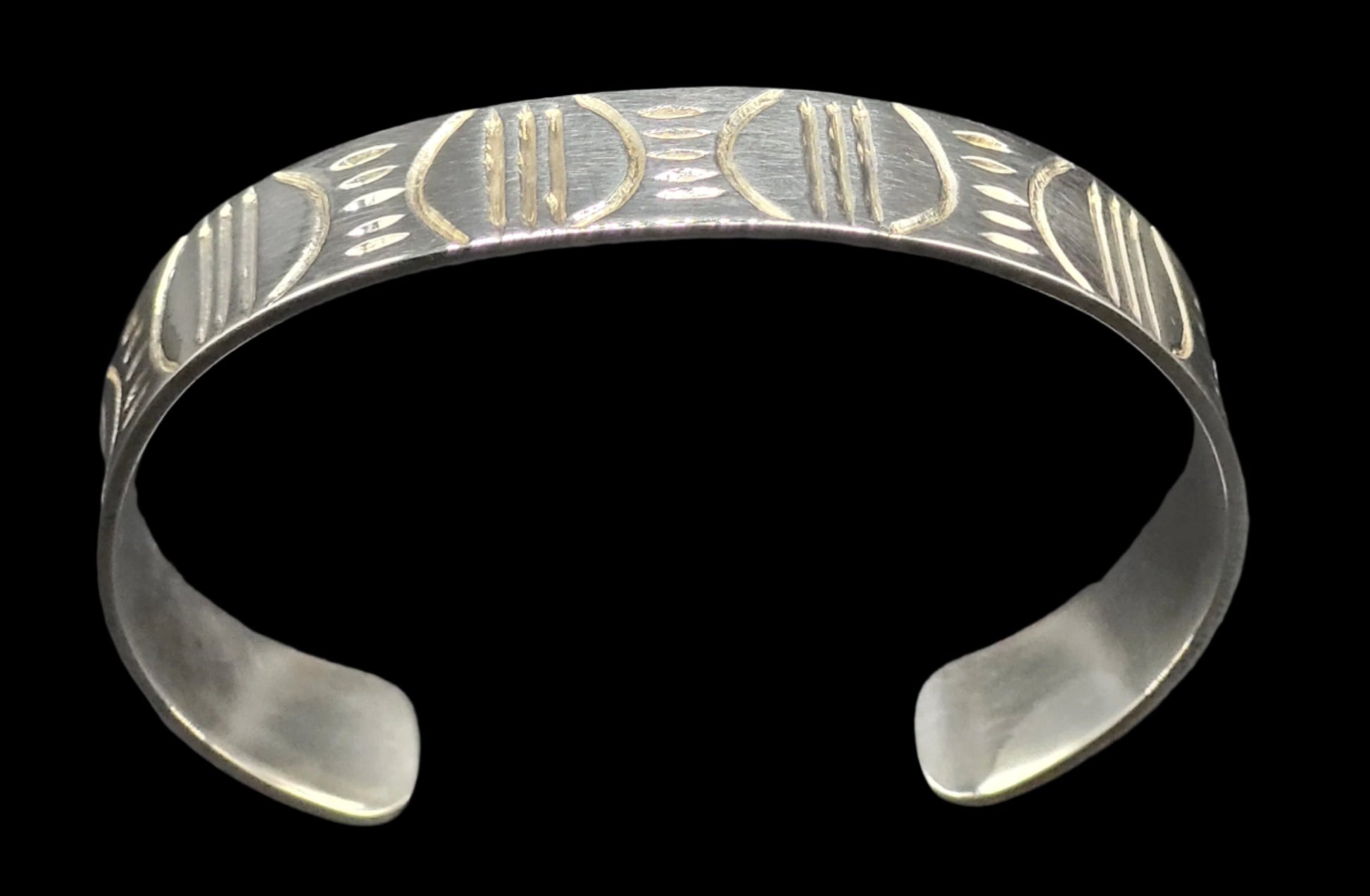 African Print Silver Cuff Bangle Top View