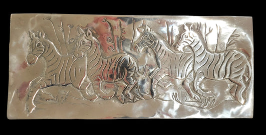Recycled Aluminum Platter with Zebras