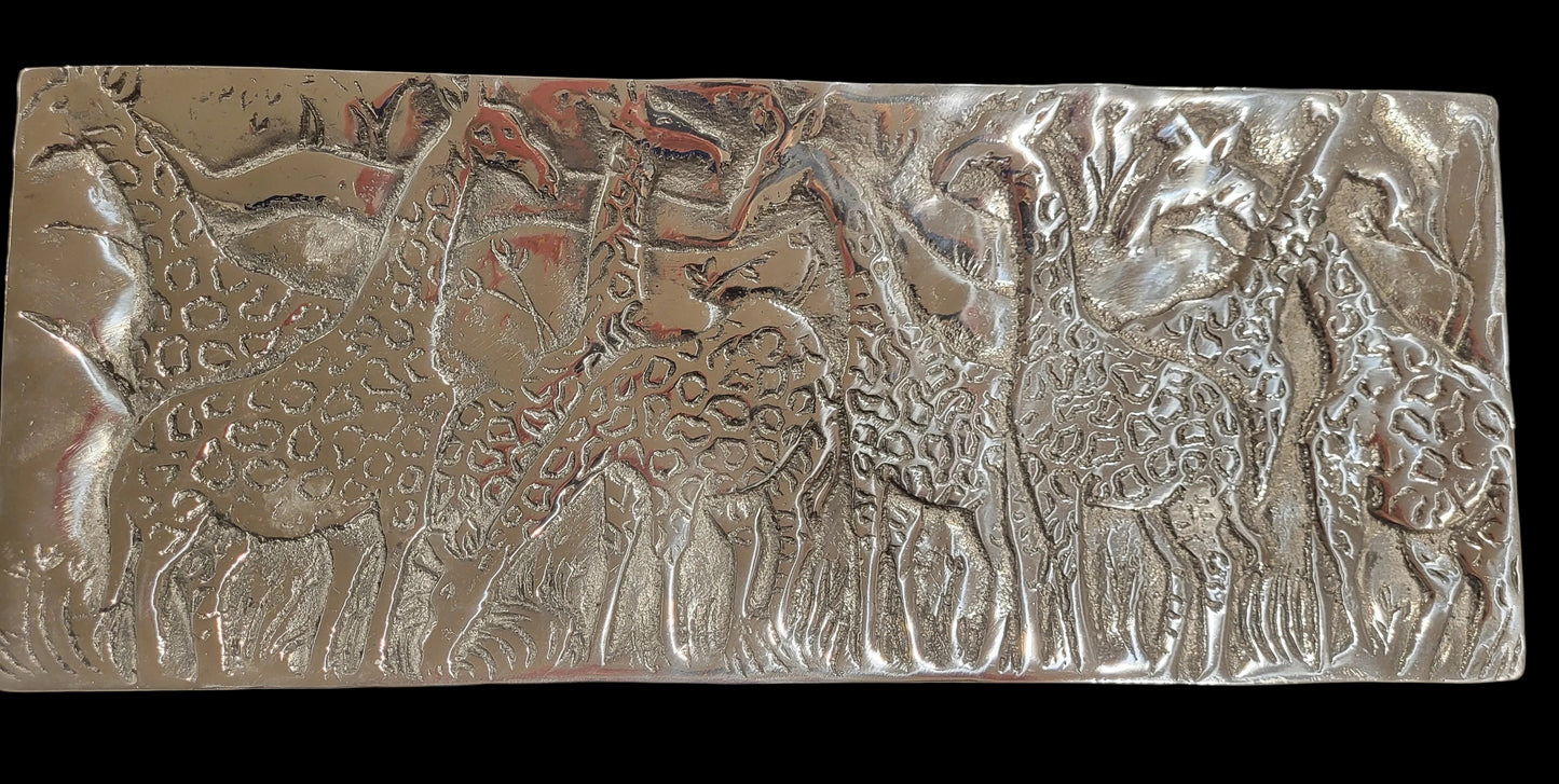 Recycled Aluminum Platter with Giraffe