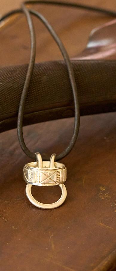 Leather And Silver Ring Holder Necklace