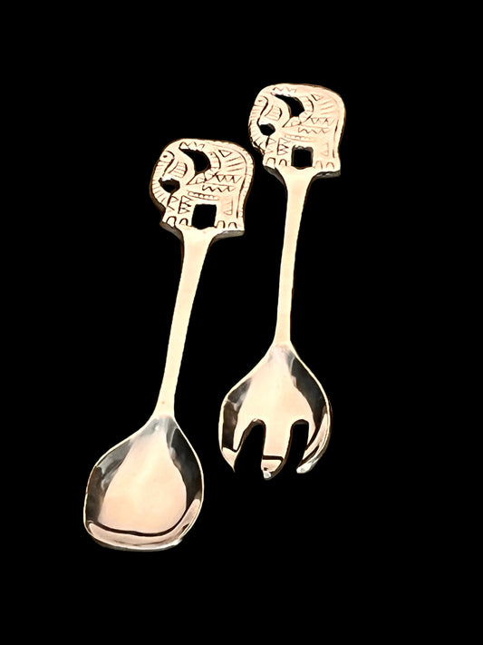 Long Salad Servers Art Deco Elephants