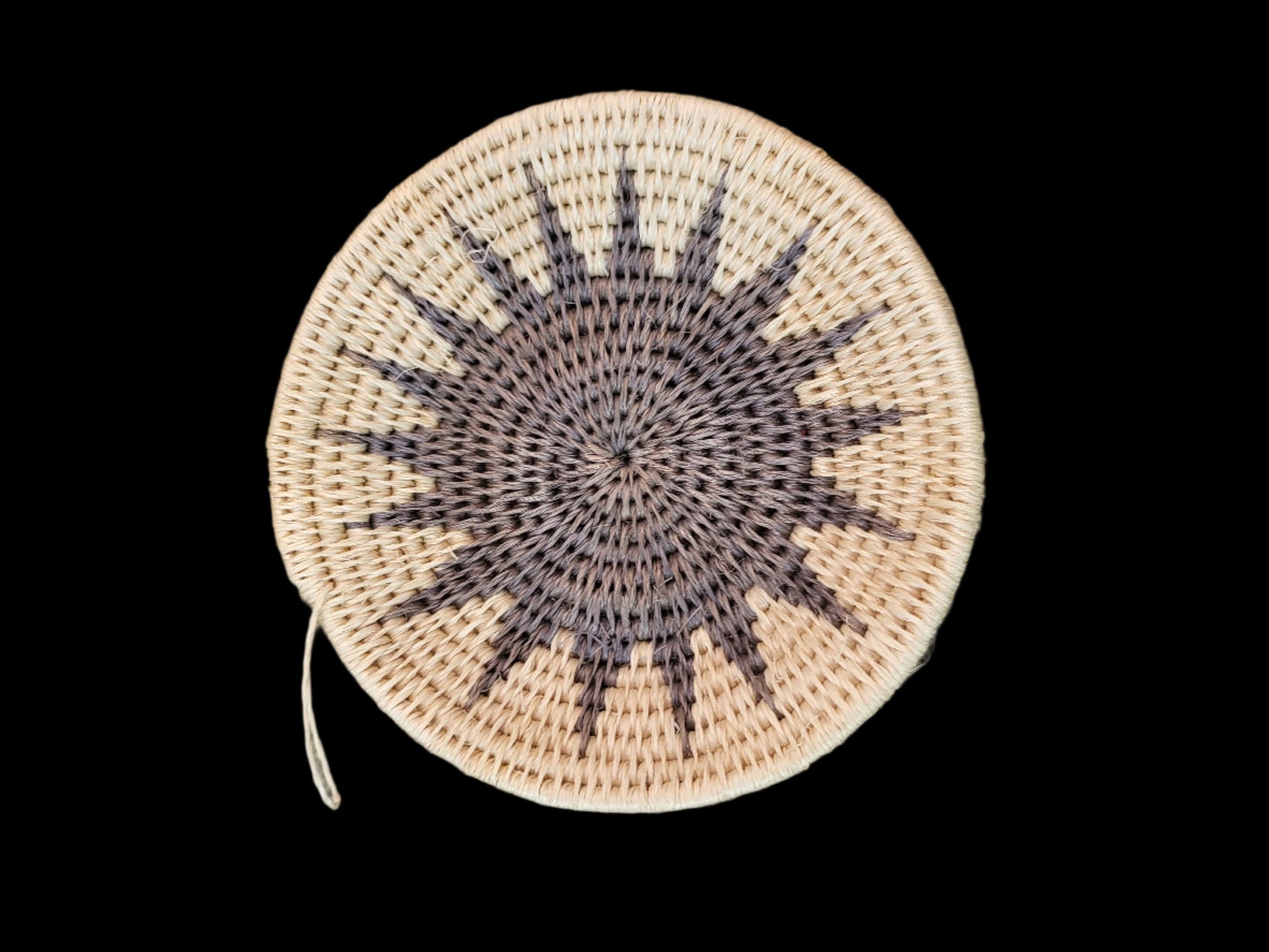 6" Sisal Basket Grey Starburst