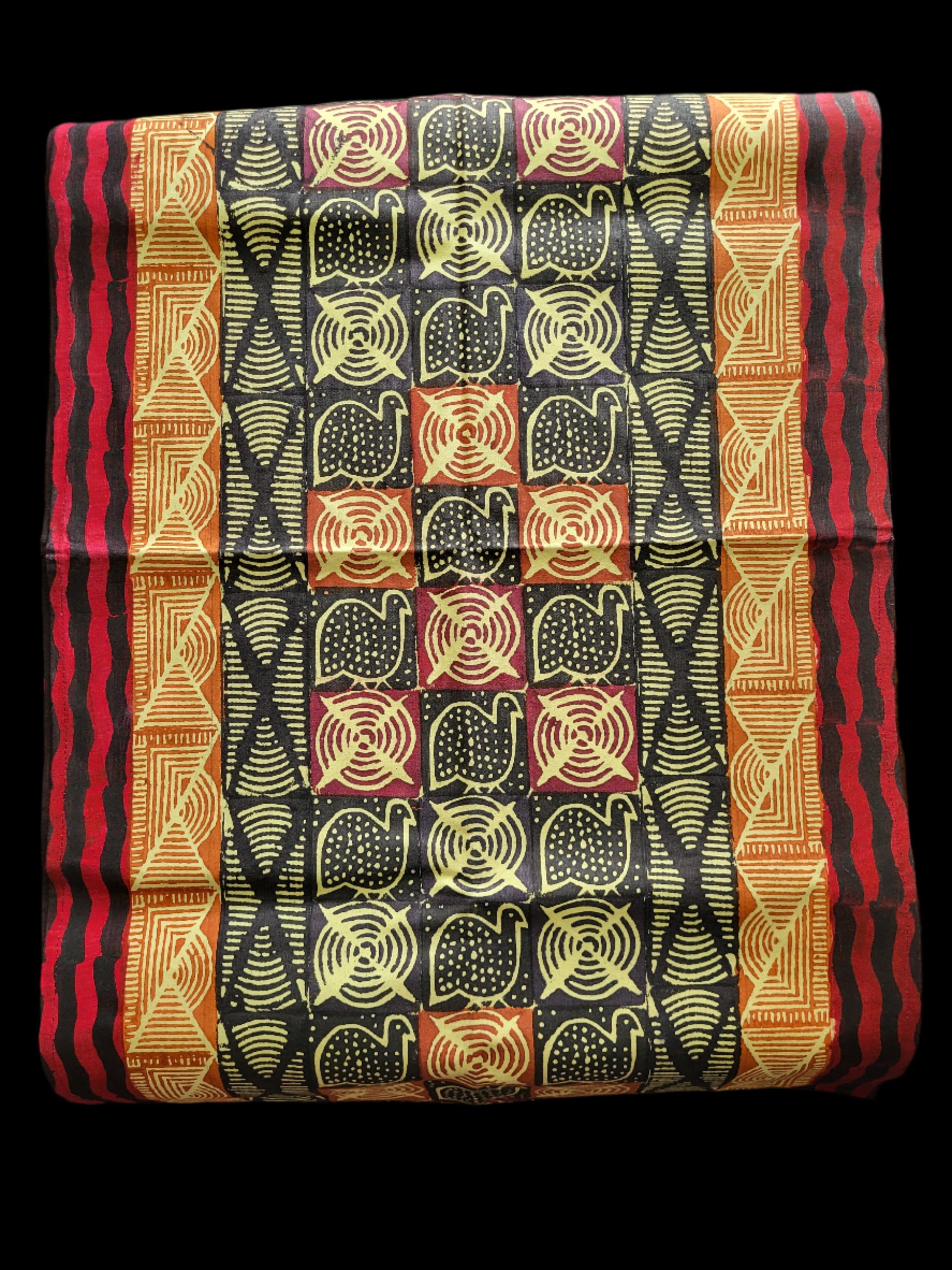 Table Runner Guinea Fowls Yellow & Black
