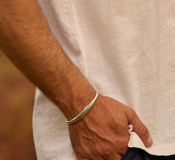 Silver Wire Cuff Wrap Bangle In Use